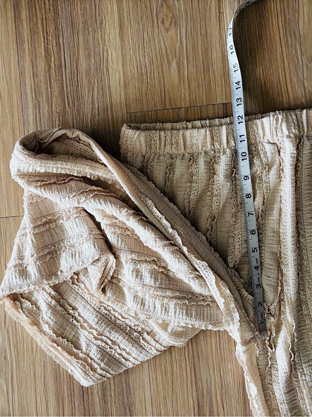 Good Luck Gem Pants Wide Leg Beige Textured Pull On Womens XL Beach Boho Resort - Picture 7 of 9